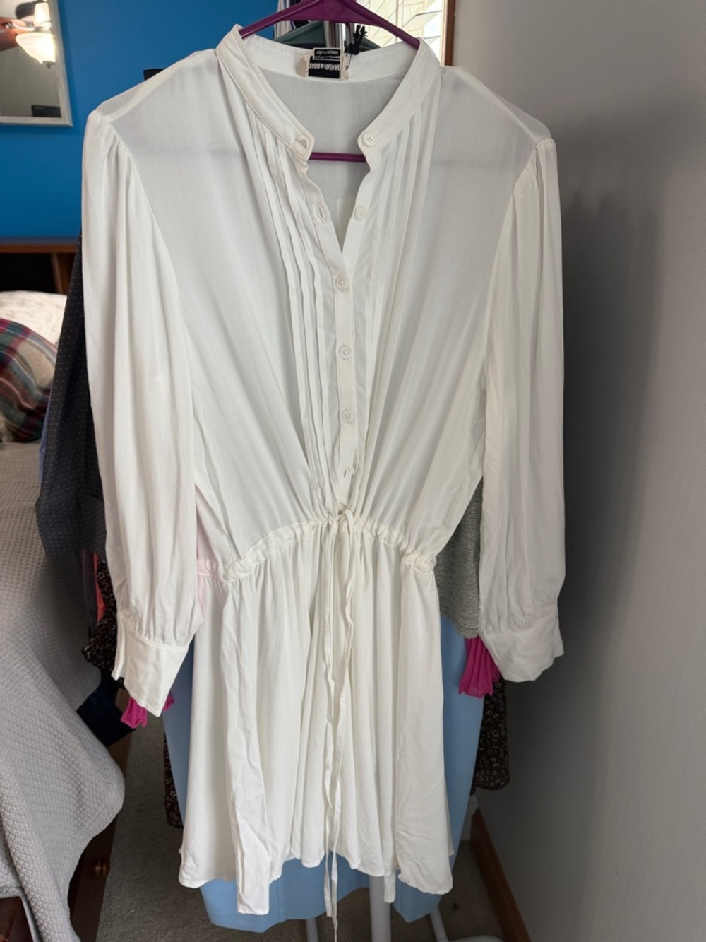 Zadig & Voltaire White Pintuck Peasant Tunic Dress